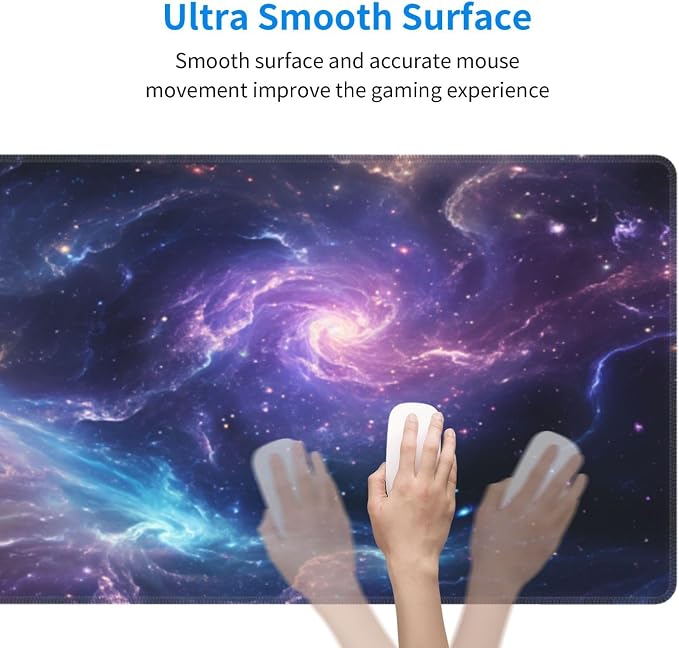 Gaming Mouse Pad Desk Pad,Extended Big Mouse Pad,31.5x11.8 Inch Long Computer Keyboard Mouse Mat Mousepad with 3mm Non-Slip Base and Stitched Edge for Gaming and Office… (Nebula) - Image 5