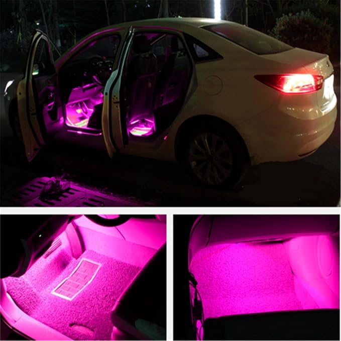 4PCS 48 LED Car Interior Lights, Pink Under Dash Light Kit - Image 7