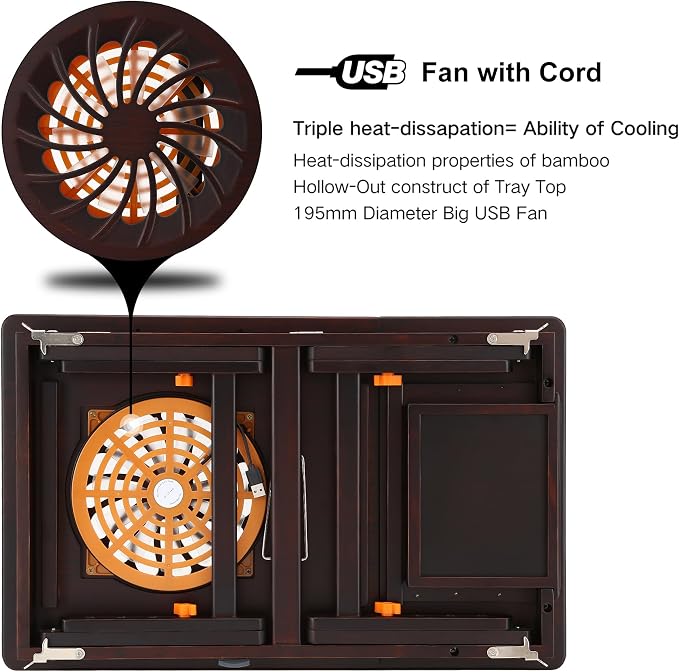 Nnewvante Laptop Desk with Fan 7 Angles & 4 Heights Adjustable,Black Walnut - Image 2