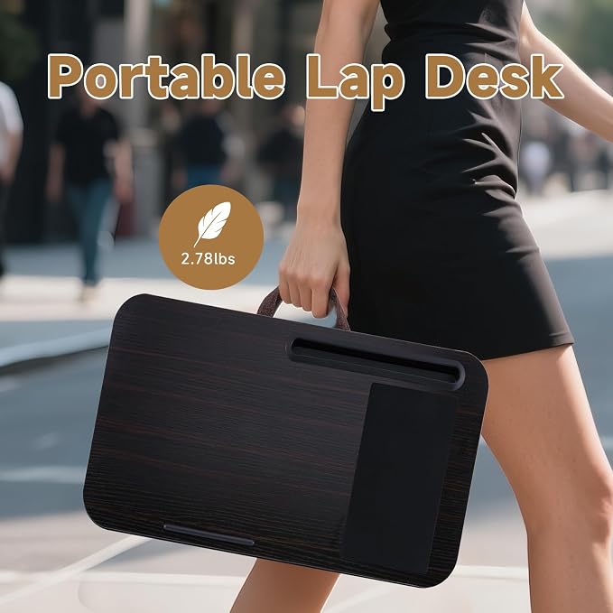 ASIEIT New Laptop Lap Desks for Adults, Fits Up to 17.3" Laptops, Portable Laptop Desk for Bed, Multi-Functional Bed Desk with Mouse Pad, Cushion, Phone Holder & Handle, Lap Stand for Bed, Couch, Car - Image 7