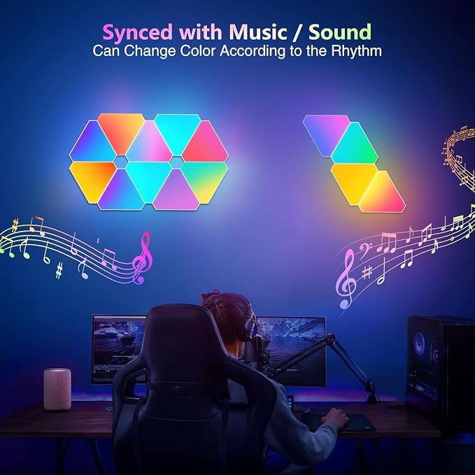 Triangle Light 4 LED Panels for Expansion Only, Triangle Lights for Wall Dreamcolor Gaming Room Lights Decor, Smart LED Wall Light Music Sync for Gaming Setup (No Controller/Remote) - Image 5
