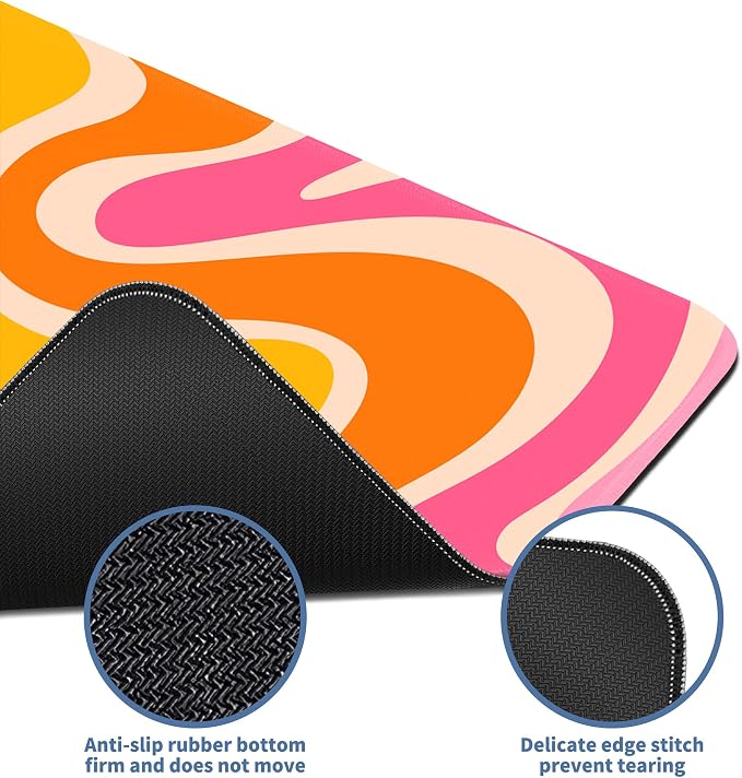 Boho XL Mouse Pad Large Desk Mat Extended Keyboard Mouse Pad Abstract Mousepad with Non-Slip Base and Stitched Edge Minimalist Mouse Mat Desk Pad 31.5 x 11.8 in Mouse Pads for Desk Home Office Gaming - Image 4
