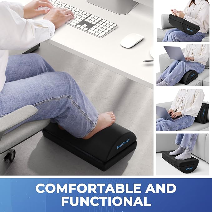 BlissTrends Foot Rest Under Desk, Foot Stool with 2 Adjustable Heights | Comfortable Footrest with Washable Cover for Car,Home and Office to Relieve Back,Lumbar,Knee Pain(Large, Black) - Image 6