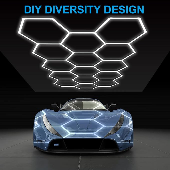 LZHOME LED Hexagon Garage Lights: 15900LM Super Bright 3 Hexagon LED Lights Car Detailing Hexagonal Light for Garage Workshop Warehouse Basement Gym - Image 2