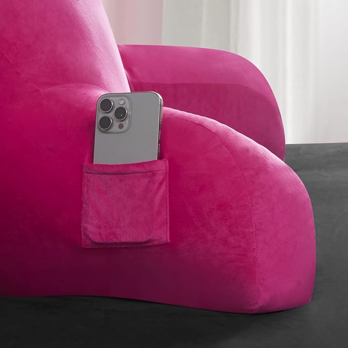 Juicy Couture Velour Backrest Pillow with Rhinestone Juicy Logo - 30"x17", Hot Pink Supportive Bed Rest Pillow for Reading, Gaming, or Relaxing - Image 7