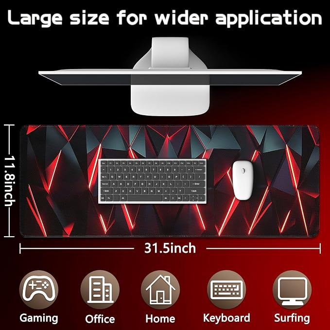 Mouse Pad Gaming - Desk Mat for Keyboard and Mouse - Large Mouse Pads for Desk, Gaming Mousepad with Non-Slip Base, Desks Pad (31.5" X 11.8") for Game, Office and Home - Image 5