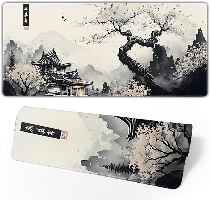Japanese Mouse Pad, Large Japanese Desk Mat, XL Anime Gaming Keyboard Mat, Non-Slip Rubber Base, Big Extended Desk Protector for Home Office, 31.5”x11.8” by Brecoy