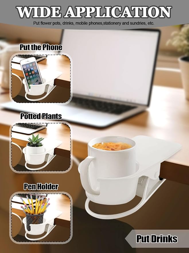 1PCS Clip on Drink Holder for Beach Chair, Desk Cup Holder with Groove - Image 6