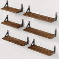 Amada Solid Paulownia Wood Wall Shelves, Medium Size, 6 Pcs, Brown by AMADAHOMEFURNISHING