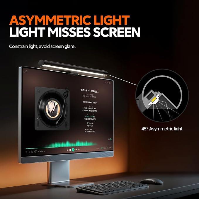 LYMAX Monitor Light Bar, Eye-Care USB Computer Lamp Dimmable Screen Light Bar, Fit for All Monitor with Wireless Controller, No Screen Glare, Space Saving for Home Office Desk Light - Image 3
