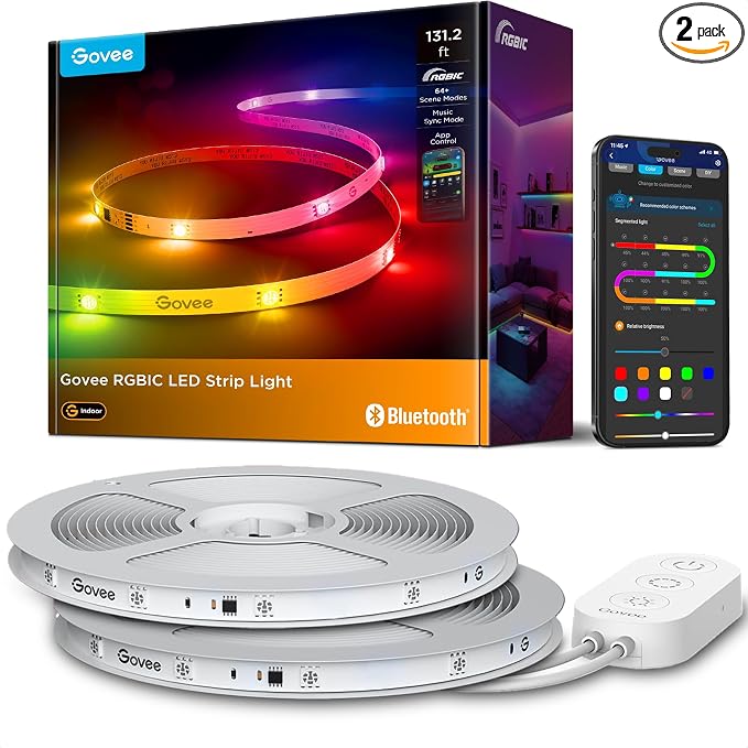 Govee 131.2ft RGBIC LED Strip Lights, LED Lights for Bedroom, APP Control by Unknown