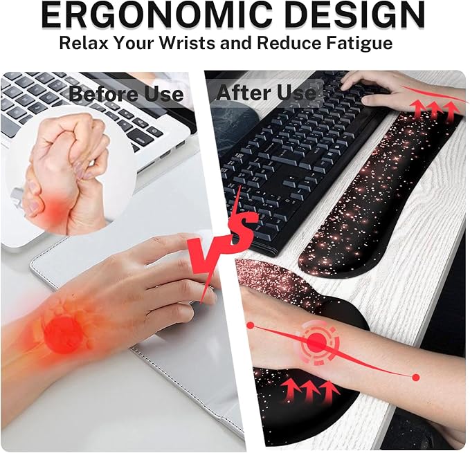 Britimes Ergonomic Mouse Pad Set with Wrist Rest, Rose Gold - Image 5