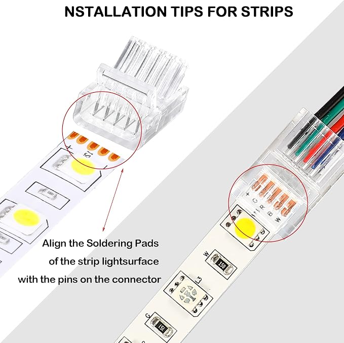 Flutesan 20 Pcs 4 Pin 12 mm LED Strip Connector RGB Lights - Image 5