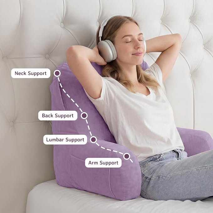 Reading Pillow for Bed,Back Pillow for Bed Sitting Up,Lumbar Support Pillow - Image 5