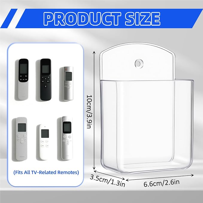 Leinuosen 6 Pcs Remote Control Holder Wall Mount Self Adhesive TV Controller Holder Clear TV Remote Organizer Wall Pen Organizer for Home Office School Storage Accessories - Image 2