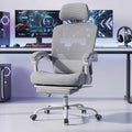 DUMOS Home Office Desk Chair, Gaming Chair with Footrest | High-Back Mesh, 360° Rolling Swivel Wheels, Comfortable Headrest, Lumbar Support, Student, Elegant Grey by DumosLifestyle
