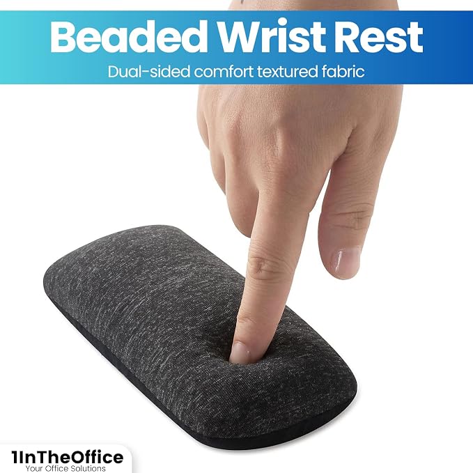 1InTheOffice Mouse Wrist Rest, Beaded Wrist Support Pad Ergobeads, Black (Pack of 2) - Image 4