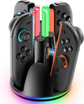 Switch Joycon Charger for SW 2 Model, Fast SW Charger Station with 9 RGB Lighting Modes & Dual-Direction Magnetic, Switch 2 Controller Charging Dock Accessories by Rysker