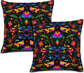Mexican Pillow Covers 18"x18" Set of 2 Mexican Flower Decorative Throw Pillow Cases for Couch Bed Sofa Cushion Cover Mexican Living Room Decor by Unknown