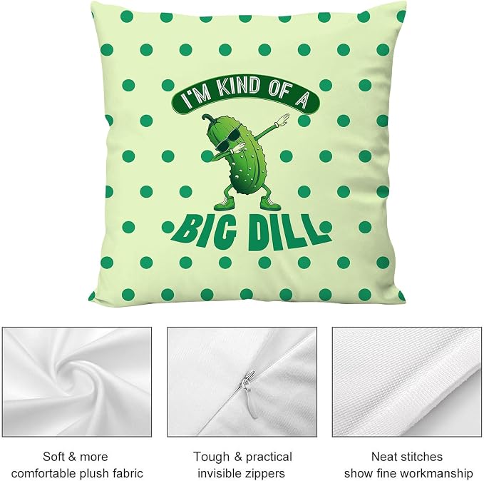 Pickle Throw Pillow Cover Funny Pillow Cases 18"x18" Set of 2, Farmhouse Decorative Cushion Covers for Sofa Couch Bed Chair Living Room Home Decor - Image 6