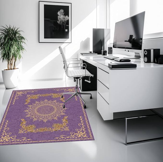 Chair Mat for Hardwood Floor, Office, Carpet, Desk, Computer, Gaming, Under Desk Rug Protector, Purple, 48"x60" - Image 2