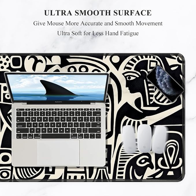 Auhoahsil Desk Mat, Ultra Large Mouse Pad, XXL Gaming Mousepad, Pretty Desk Pad, Big Extended Full Size Desktop Desk Matt for Keyboard, Laptop & Computer, 35.5 x 15.7 in, Ancient Egyptian Pattern - Image 3