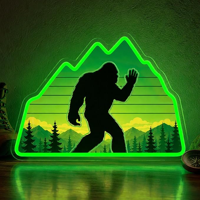 Bigfoot Neon Sign Green LED Sasquatch Neon Sign Forest Nature Room Decor by Mvorixa