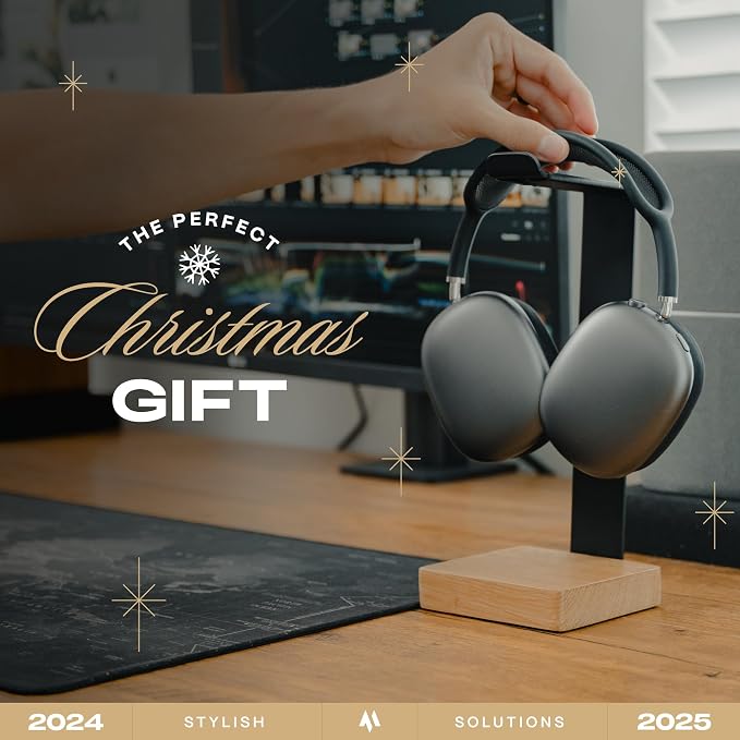 COREMINDED Universal Headphone Stand for Desk, Oak Wood Headset Holder | Fits All Headphones incl AirPods Max, Heavy Duty Solid Wood, Sturdy & Stable, Gaming Headset Organizer, Gift Ready Box - Image 9