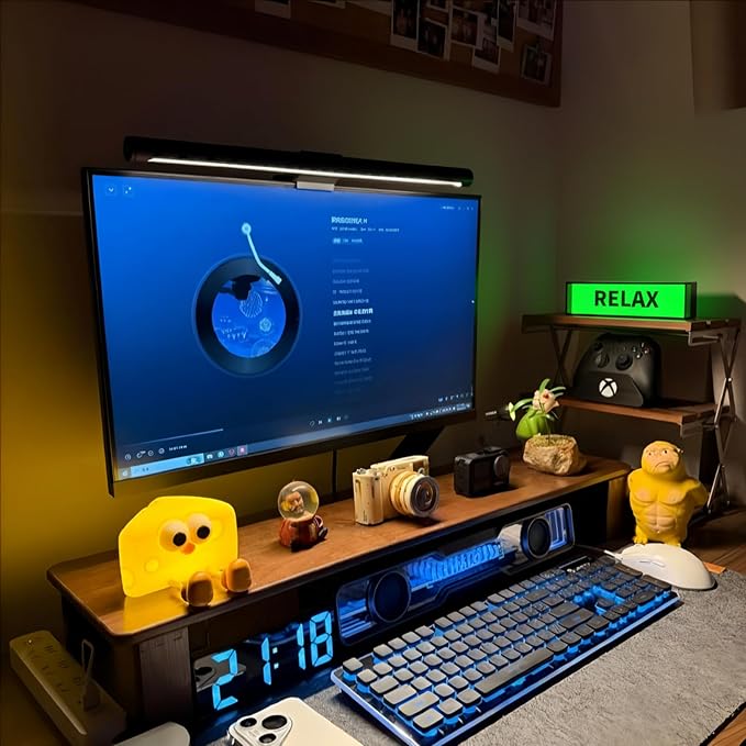 LED Light Box Sign for Desk Setup, CNC Aluminum Ambient Desk Light, Rechargeable 1000mAh Battery, USB-C, Warm Glow Decor for Gaming Room, Home Office, Shelf - Image 4