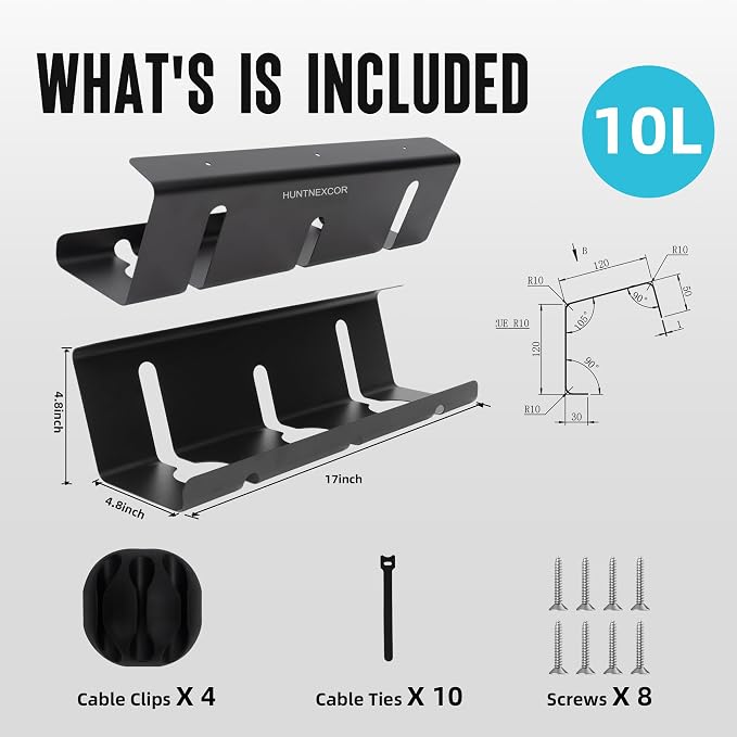 Under Desk Cable Management Tray,17" Cable Organizer,Power Strip Holder - Image 2