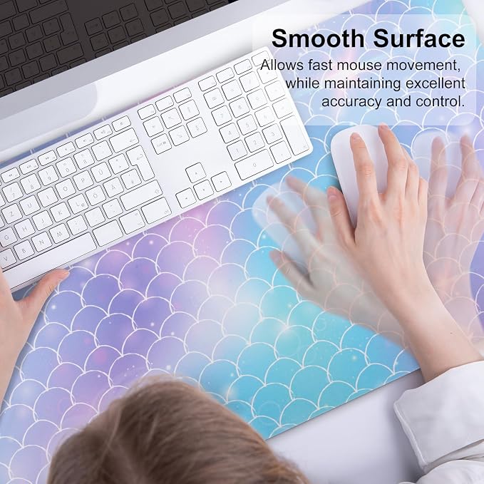 QiyI PU Leather Large Mouse Pad, 31.5" x 15.7", Gradient Fish Scales | Desk Décor Accessories, Extended Size, Waterproof & Easy to Clean, Smooth Surface, Non Slip Desk Organization - Image 5
