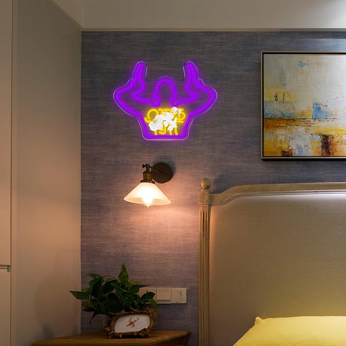 Omega Neon Light Sign Dimmable LED Greek Gesture Shape Retro Math Letter Psi Phi Neon Light, Party Bar Game Room Cinema Living Room Decor Festive Omega Birthday Holiday Gifts(15.7 * 11.8in) - Image 7