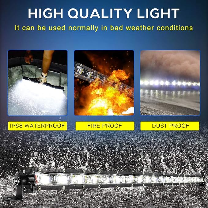 CO LIGHT Led Light Bar Single 44 inch Slim Single Row Lightbar Driving Combo Beam Off Road Work Lights with Mounting Brackets & 6D Reflectors for Truck, Car, Cabin, Boat, ATV, UTV - Image 7