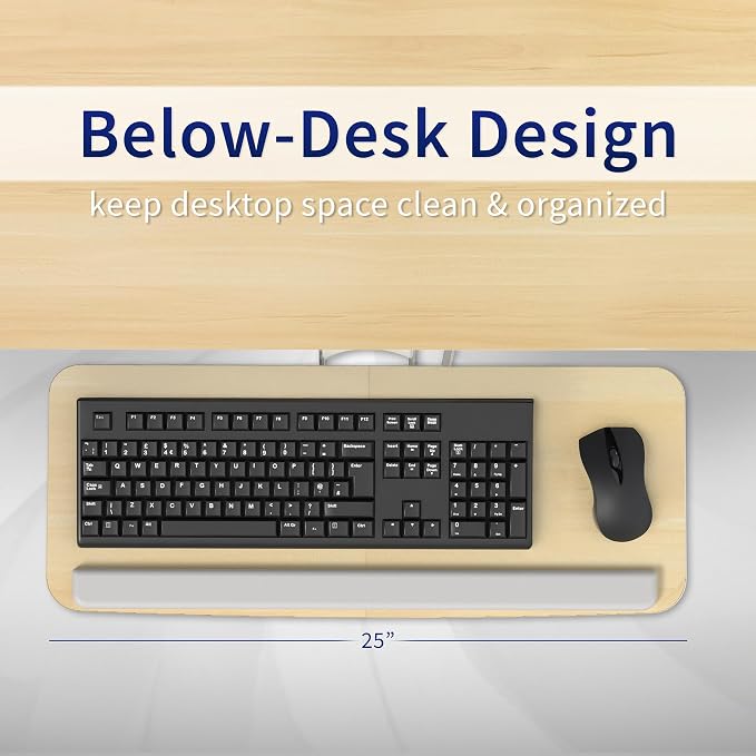 VIVO Light Wood Under Desk 25 x 10 inch Keyboard Tray, MOUNT-KB03C - Image 7