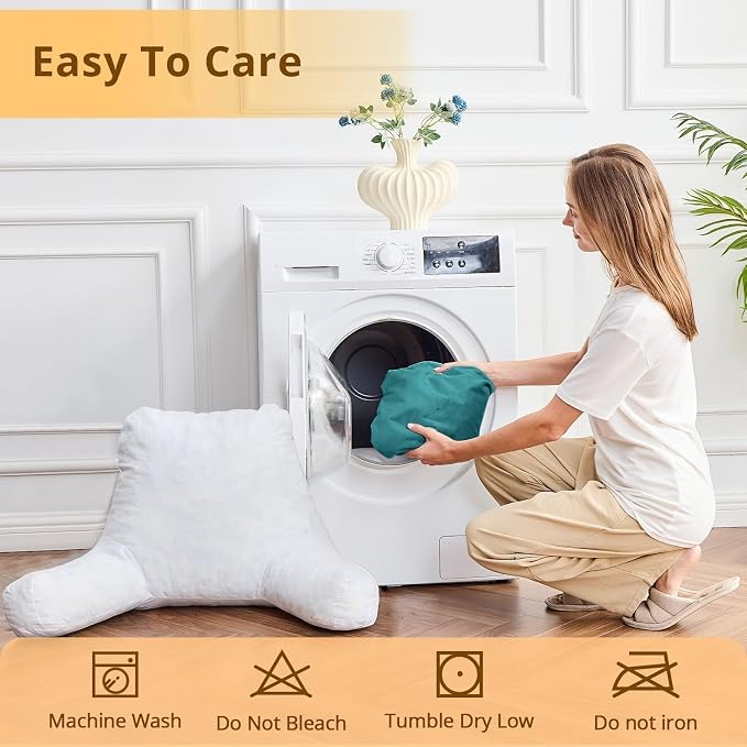 Sasttie Reading Pillow for Bed, Back Pillow for Sitting Up, Teal Blue - Image 8
