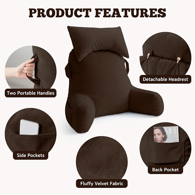 Reading Pillow for Bed,Back Pillow for Bed Sitting Up,Lumbar Support Pillow - Image 6