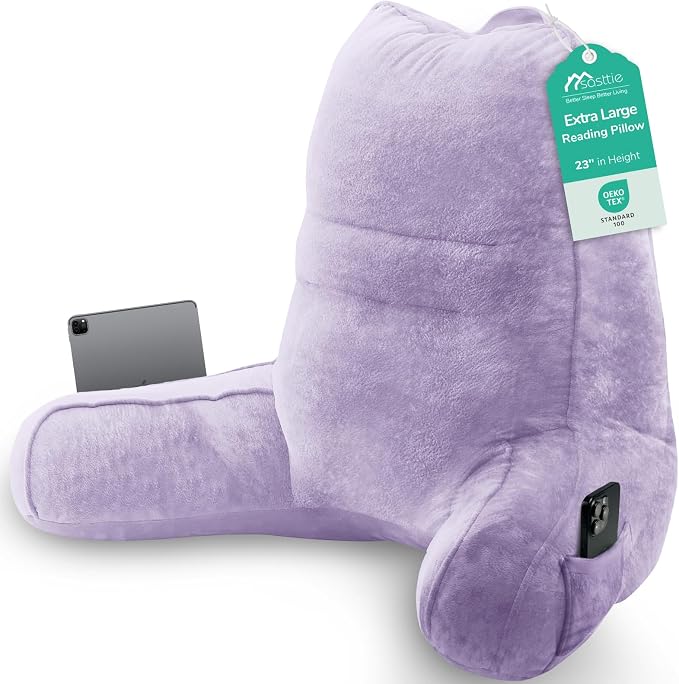 Sasttie Reading Pillow for Bed, Back Pillow for Sitting Up, Lavender by SASTTIE