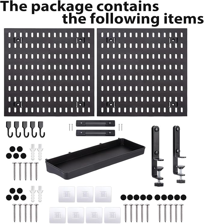 Gaming Desk Organizer Clamp-on Pegboard No Drill Storage | clamp-on desk pegboard organizer, no drill installation, 23x12 inch panel, hooks and tray, headphone controller - Image 7