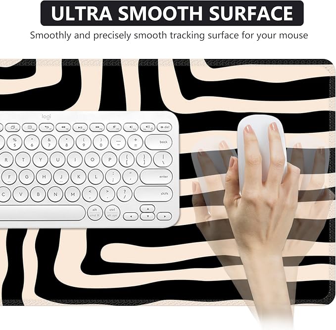 iCasso Gaming Mouse Pad (35.4x15.7 in), Keyboard Mouse Mat for Work, Curve | Large Stable Rubber Base Mousepad with Stitched Edges, Game, Office, Home - Image 5