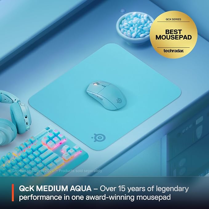SteelSeries QcK Cloth Gaming Mouse Pad - Exclusive Micro-Woven Surface - Optimized for Gaming Sensors - Maximum Control - Size M - Aqua - Image 2