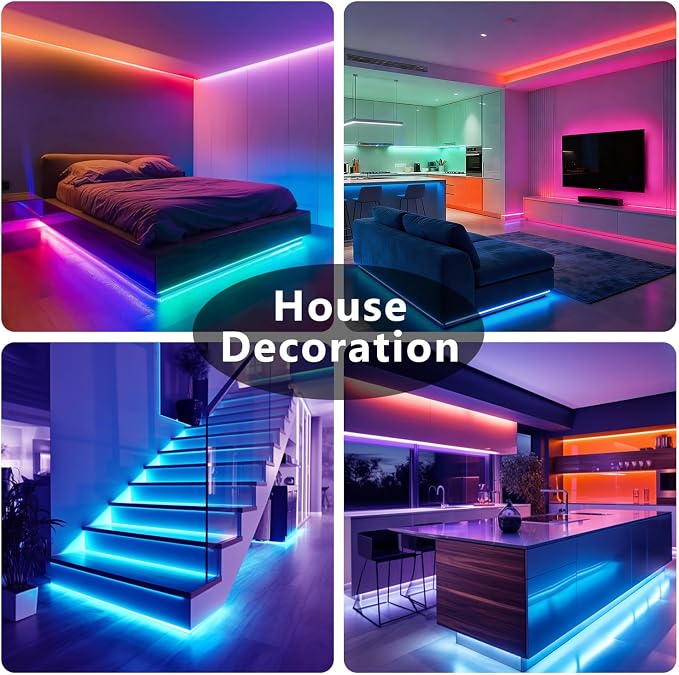 DAYBETTER Led Lights for Bedroom 150 ft (2 Rolls of 75ft), LED Lights with App Voice Control Remote, RGB Music Sync Color Changing Lights, Kitchen, Party,Home Decoration - Image 6