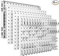 Spampur Peg Board, 4 Pack Metal Pegboard Panels with 50 Hooks by Spampur