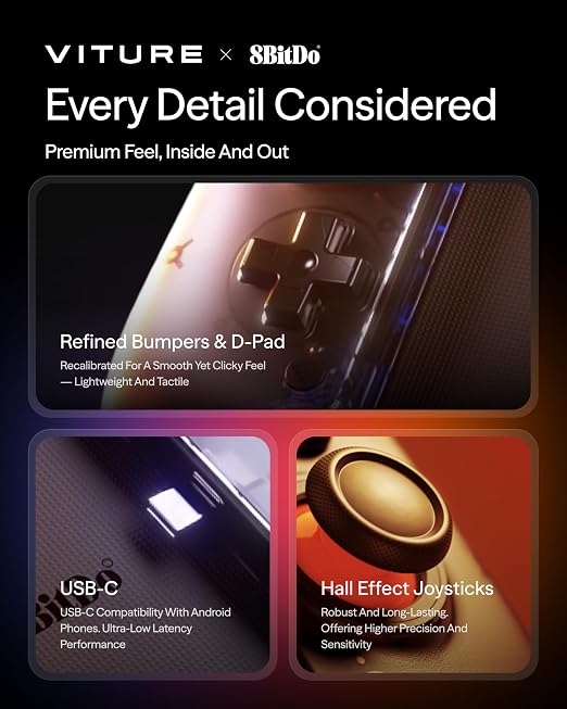 VITURE x 8BitDo Ultimate Mobile Gaming Controller – World’s First for XR Glasses | USB-C Connection for Minimum Latency, Hall Effect Sticks, Charge While Playing, Pro Performance for Android - Image 8