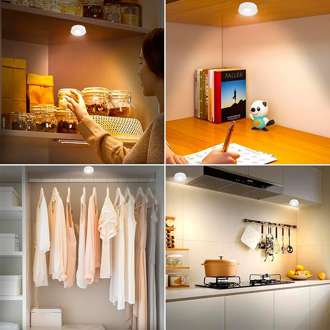 Puck Lights with Remote , Wireless Under Cabinet Lighting,Color Changing Tap Lights with Dimmer and Timer, AAA Battery Operated Light Push Lights Stick on for Closet, Bedroom Wall, Under Cabinet - Image 8