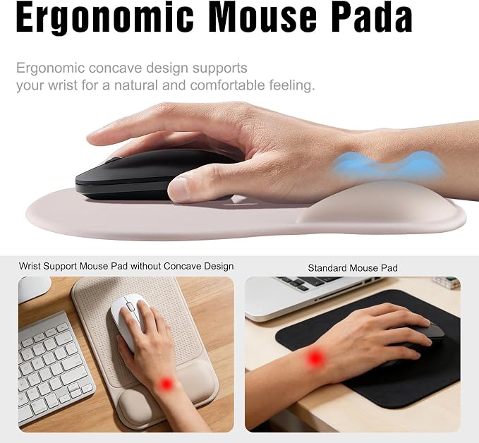 Ergonomic Mouse Pad with Wrist Rest - Gel Wrist Support Mousepad with Non-Slip PU Base for Computer, Laptop, Office & Home - Image 4