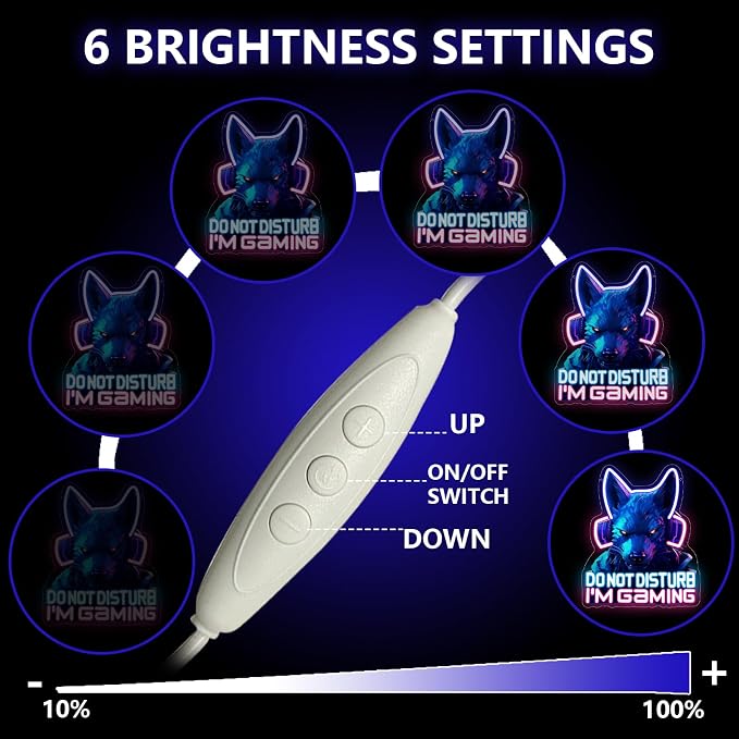 Gamer Neon Sign,Game Wolf Neon Signs for Gaming Room Decor,Do Not Disturp I'm Gaming Neon Sign for Game Wall Decor,Game Neon Sign for Teen Boy Room Decor Gifts,Gamer Gifts - Image 3