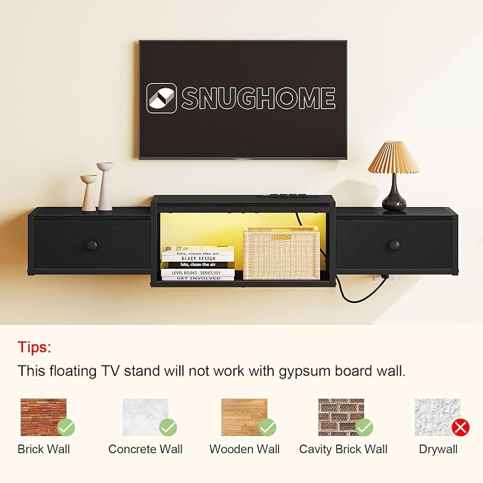 Snughome Floating TV Stand, Floating Entertainment Center for TVs up to 60" - Image 7