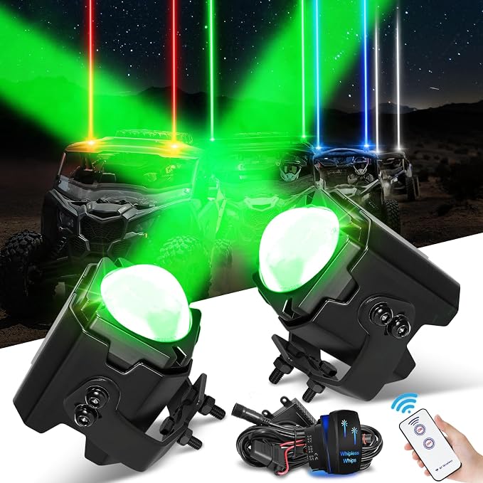 Whipless Whip Lights for UTV Lights RGB LED Light Bar w/Remote&Switch LED Lighted Whips Rear Strobe Light for Polaris RZR XP 1000 Ranger Can-Am x3 ATV UTV Side by Side Truck-RGBW - Image 9