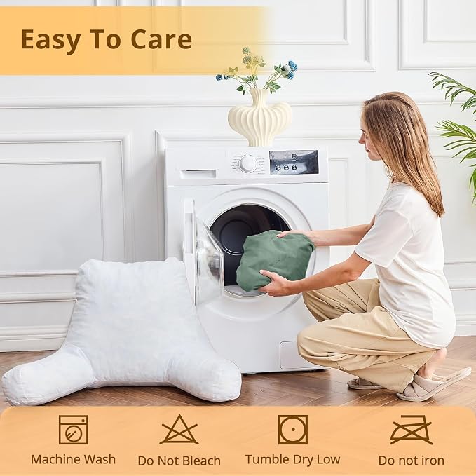 Sasttie Reading Pillow for Bed, Back Pillow for Sitting Up, Sage - Image 8