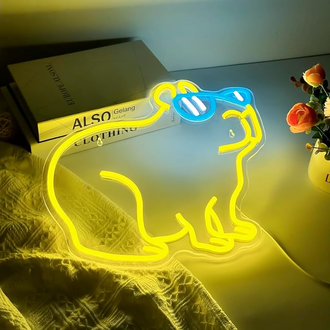 Capybara Neon Sign, Dimmable Cool Capybara LED Wall Light for Room Decor - Image 4